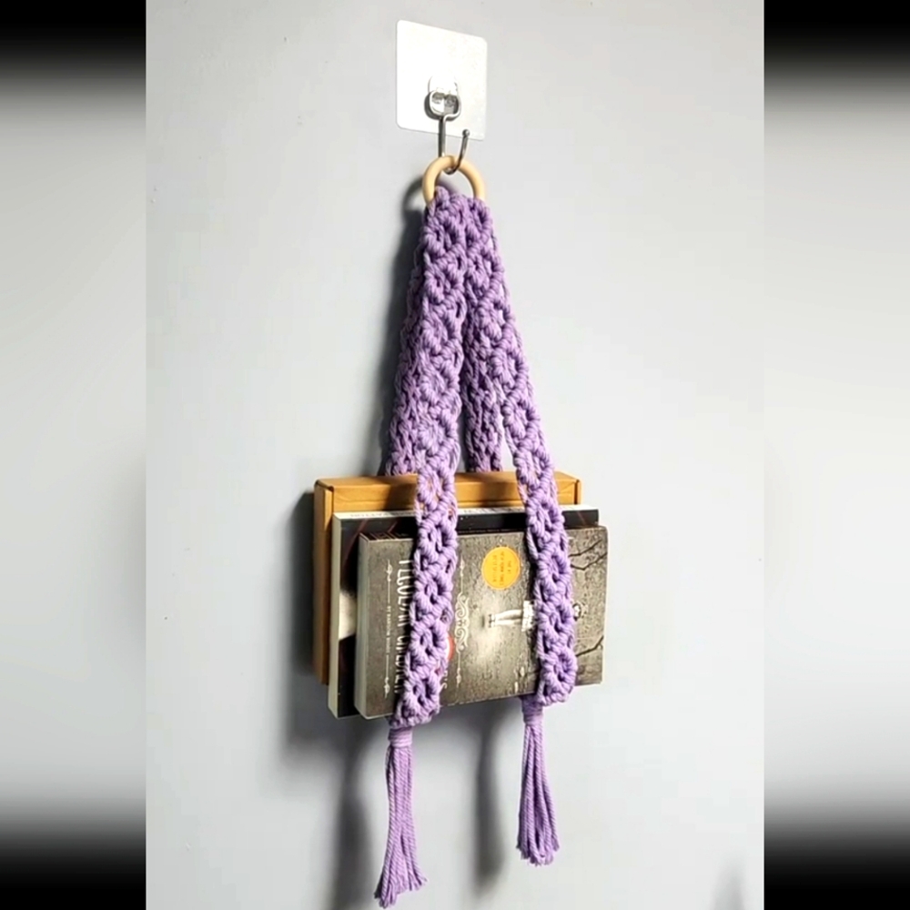 Handmade Crocheted Hanging Book Holder